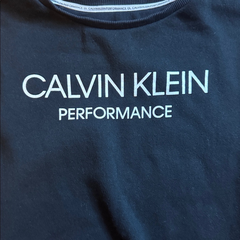 Calvin Klein Black Performance Sweatshirt size 11 to 14 Large crewneck cotton - Picture 2 of 5